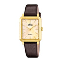 Women's watch square series champagne with brown leather strap