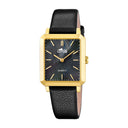 Women's watch square series champagne with brown leather strap