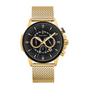 SENTINELLE Men's Watch Black Dial Gold Milanese Bracelet