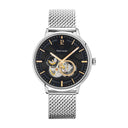 TRIO Men's Watch Black Dial Black Leather Strap