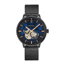 TRIO Men's Watch Black Dial Black Leather Strap