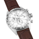 Festina Men'S Silver Timeless Chronograph Leather Watch Bracelet