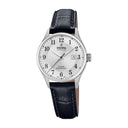 Festina swiss made watch  silver gray leather strap, women's