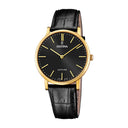 Festina swiss made watch  black leather strap, men's