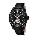 Jaguar man's black leather watch bracelete