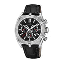Jaguar men's black leather watch bracelet
