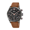 Lotus men's black chrono leather watch bracelet