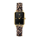 ARIANE GOLD Ladies Watch Black Dial Leopard Leather Strap 12 MM