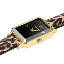 ARIANE GOLD Ladies Watch Black Dial Leopard Leather Strap 12 MM
