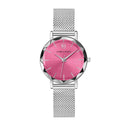 MULTIPLES Silver Ladies Watch Pink Dial Silver Milanese Steel Bracelet 14 MM