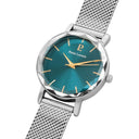 MULTIPLES Silver Ladies Watch Green Dial Silver Milanese Steel Bracelet 14 MM