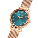 MULTIPLES Women's Watch Pink-gold Dial Green Milanese Steel Bracelet Pink-gold 14 MM