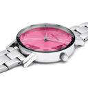 MULTIPLES Silver Ladies Watch Pink Dial Silver Steel Strap 14 MM