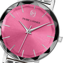 MULTIPLES Silver Ladies Watch Pink Dial Silver Steel Strap 14 MM