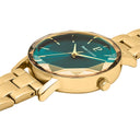 MULTIPLES Women's Watch Green Dial Gold Steel Strap