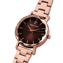 MULTIPLES Women's Gold-Pink Watch Chocolate Dial Gold-Pink Steel Strap 14 MM