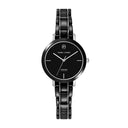 CHOUQUETTE Silver Ladies Watch Black Dial Black Ceramic Steel Band 12 MM