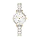 CHOUQUETTE Silver Ladies Watch White Dial White Ceramic Steel Strap 12 MM