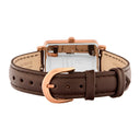 ARIANE Women's Watch Gold-Pink Chocolate Dial Chocolate Leather Strap 12 MM