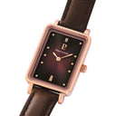 ARIANE Women's Watch Gold-Pink Chocolate Dial Chocolate Leather Strap 12 MM