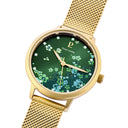 TALLIA Doré Ladies Watch Green Dial Gold Milanese Steel Bracelet 16 MM