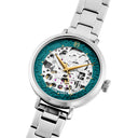 AUTOMATIC Silver Ladies Watch Green Dial Silver Steel Strap 14 MM