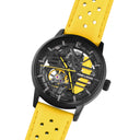 PADDOCK Black Ladies Watch Black Dial Yellow Leather Strap 20 MM