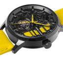 PADDOCK Black Ladies Watch Black Dial Yellow Leather Strap 20 MM
