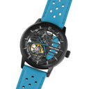 PADDOCK Ladies Watch Black Dial Blue Leather Strap 20 MM