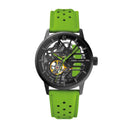 PADDOCK Ladies Watch Black Dial Green Leather Strap 20 MM