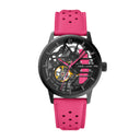 PADDOCK Black Ladies Watch Black Dial Pink Leather Strap 20 MM