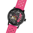 PADDOCK Black Ladies Watch Black Dial Pink Leather Strap 20 MM