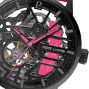 PADDOCK Black Ladies Watch Black Dial Pink Leather Strap 20 MM