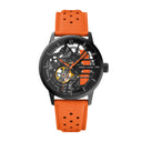 PADDOCK Ladies Watch Black Dial Orange Leather Strap 20 MM