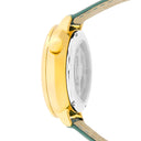 ESPERANCE Women's Watch Gold Dial Green Leather Strap 14 MM