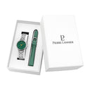 CHOUQUETTE Silver Ladies Set Green Dial Green Leather Strap 12 MM
