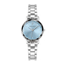 MULTIPLES Silver Ladies Set Blue Dial Blue Leather Strap 14 MM