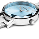 MULTIPLES Silver Ladies Set Blue Dial Blue Leather Strap 14 MM