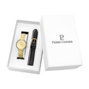 Coffret Femme CHOUQUETTE Gold Dial Black Leather Strap 12 MM