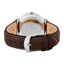 ESSENTIAL Men's Watch Silver Dial Blue Perforated Leather Strap Brown 20 MM