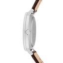 ESSENTIAL Men's Watch Silver Dial Blue Perforated Leather Strap Brown 20 MM