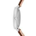 ESSENTIAL Men's Watch Silver Dial Green Perforated Leather Strap Brown 20 MM