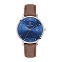 INTI Men's Watch Blue Dial Brown Leather Strap