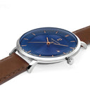 INTI Men's Watch Blue Dial Brown Leather Strap