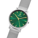 ESSENTIAL Men's Watch Silver Dial Green Milanese Steel Bracelet Silver 20 MM