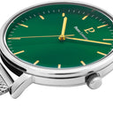 ESSENTIAL Men's Watch Silver Dial Green Milanese Steel Bracelet Silver 20 MM