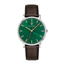 ESSENTIAL Men's Watch Green Dial Brown Leather Strap
