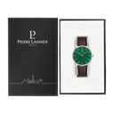 ESSENTIAL Men's Watch Green Dial Brown Leather Strap