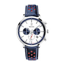 BARON Men's Watch White Dial Blue Leather Strap