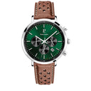 BARON Men's Watch Green Dial Brown Leather Strap
